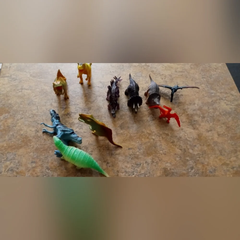 Assorted Mini Toy Dinosaurs - Multi-Color Reptile Figures set of #10